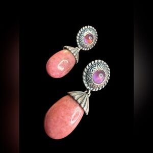 Carolyn Pollack Sterling Silver Rhodonite & Amethyst Drop Earrings